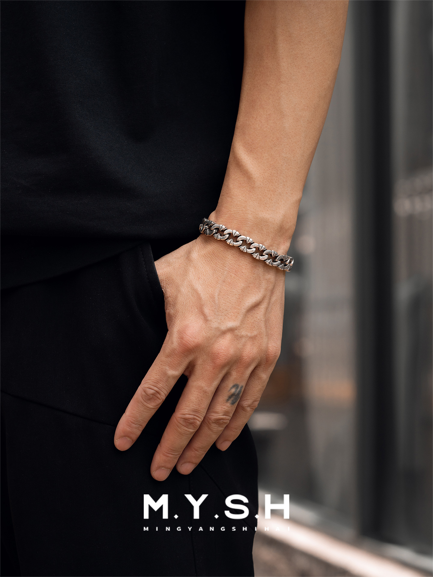 S925 Silver Irregular Vintage Thick Link Bracelet