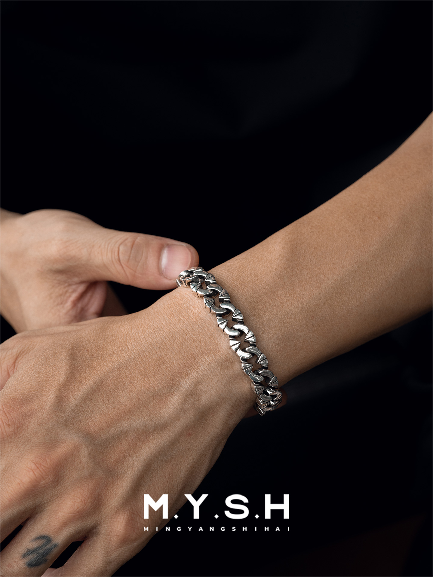 S925 Silver Irregular Vintage Thick Link Bracelet