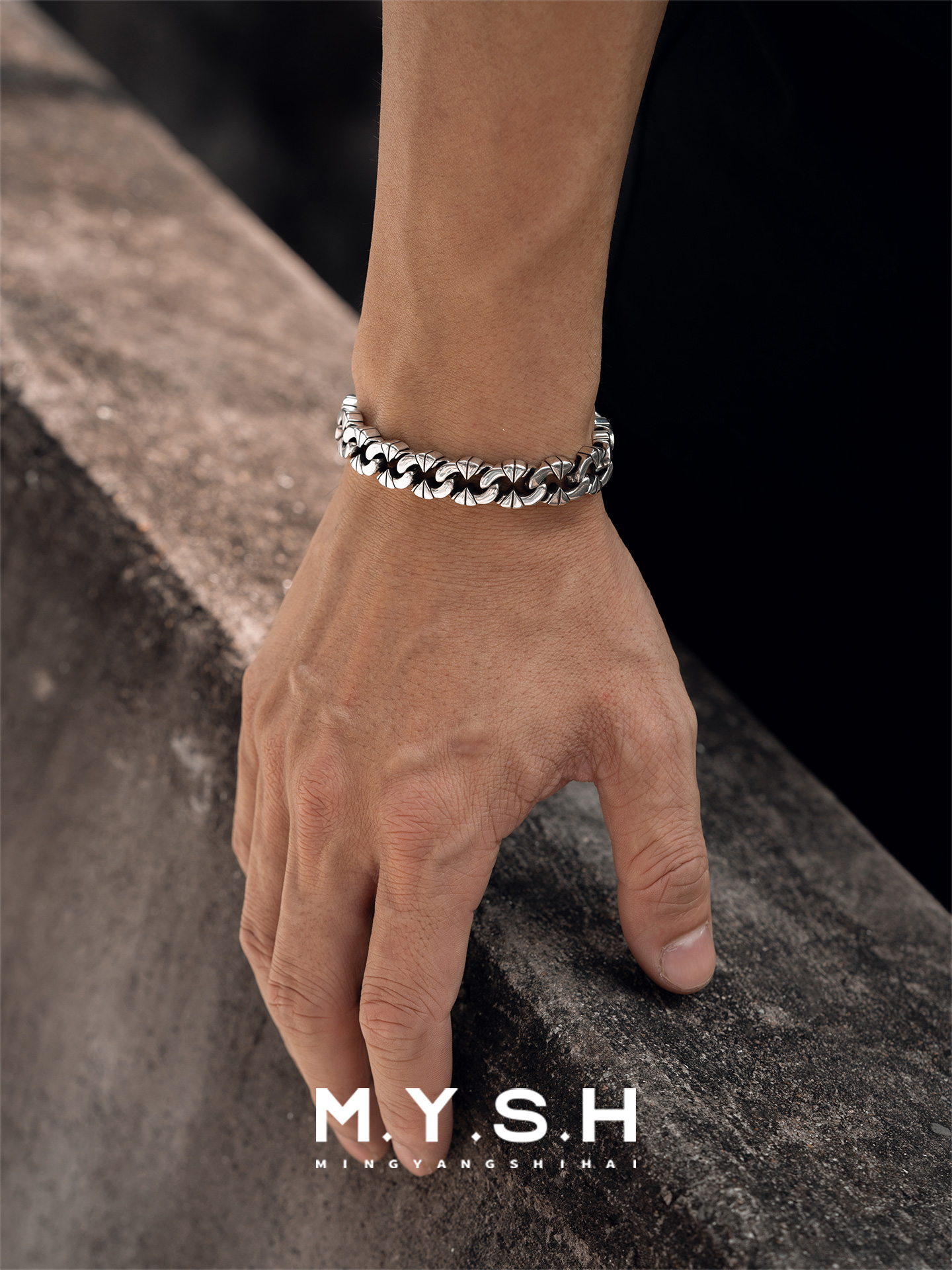 S925 Silver Irregular Vintage Thick Link Bracelet