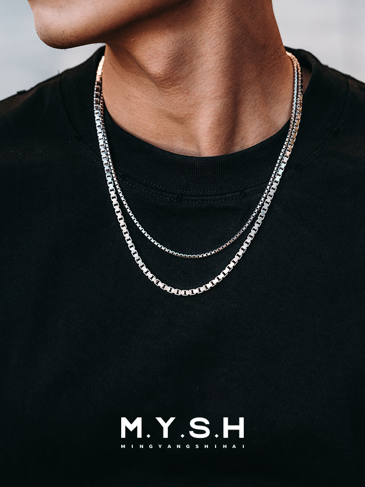 S925 Silver Thick Box Chain Necklace