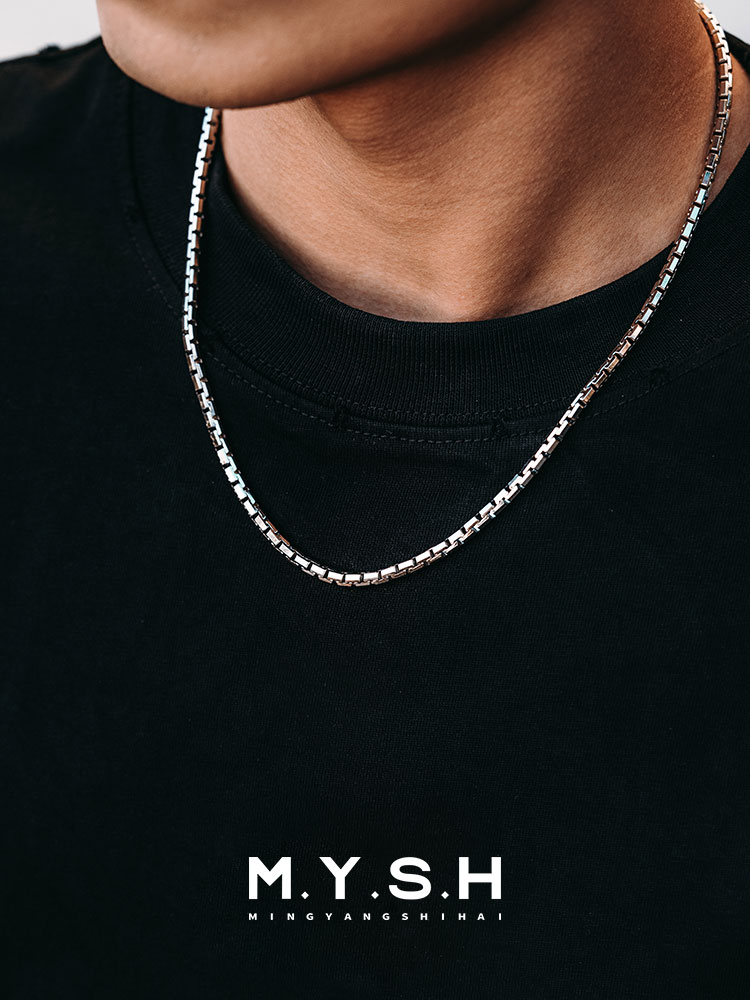 S925 Silver Thick Box Chain Necklace