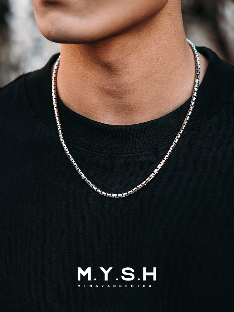 S925 Silver Thick Box Chain Necklace