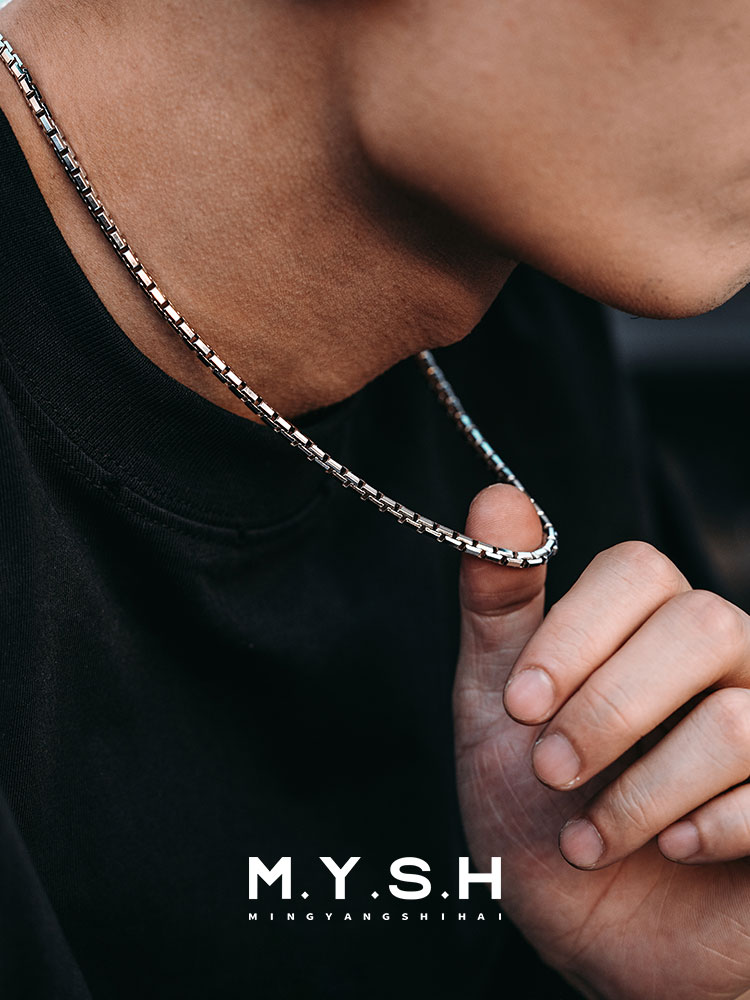 S925 Silver Thick Box Chain Necklace