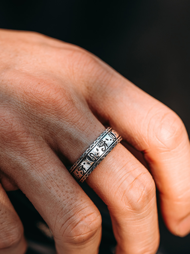 S925 Silver Eye of Horus Open Band Ring