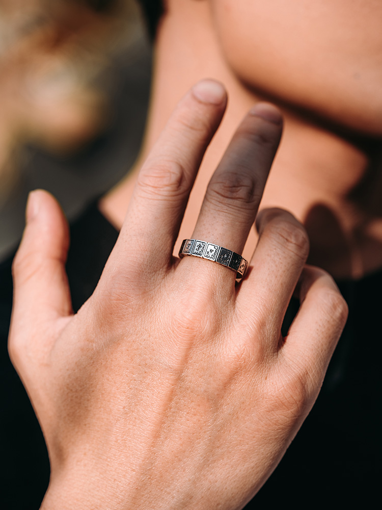 S925 Silver Poker Dice Statement Ring