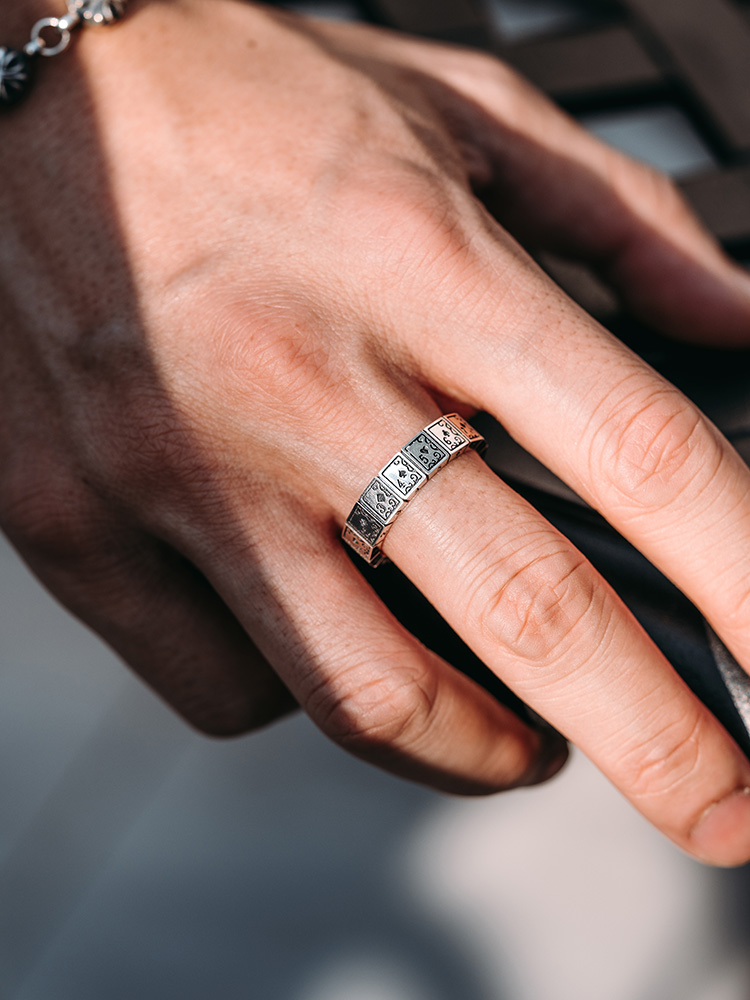 S925 Silver Poker Dice Statement Ring