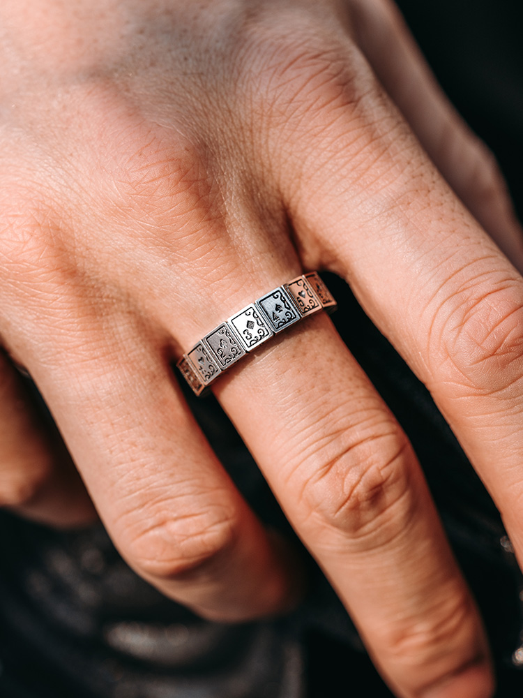 S925 Silver Poker Dice Statement Ring