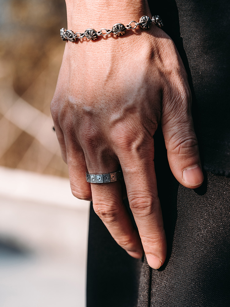 S925 Silver Poker Dice Statement Ring