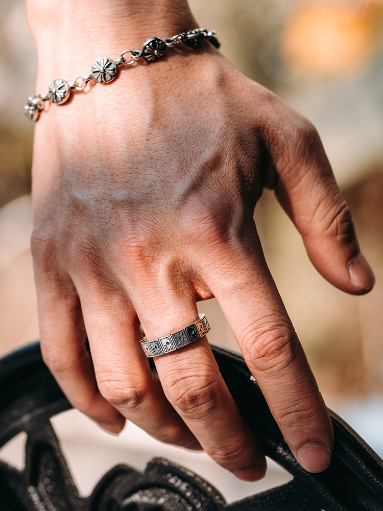 S925 Silver Poker Dice Statement Ring