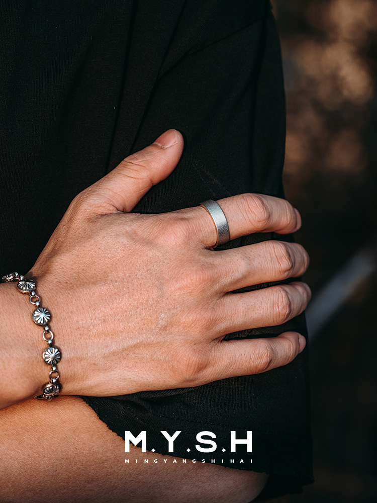 S925 Silver Open Matte Wide Band Ring