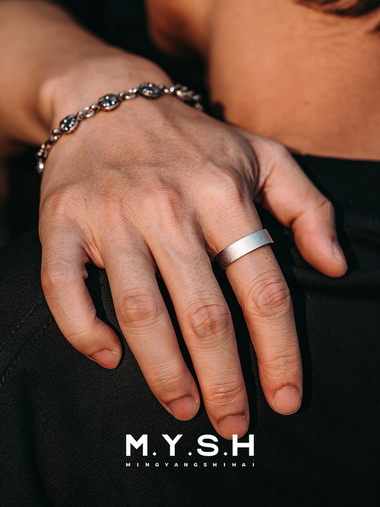 S925 Silver Open Matte Wide Band Ring