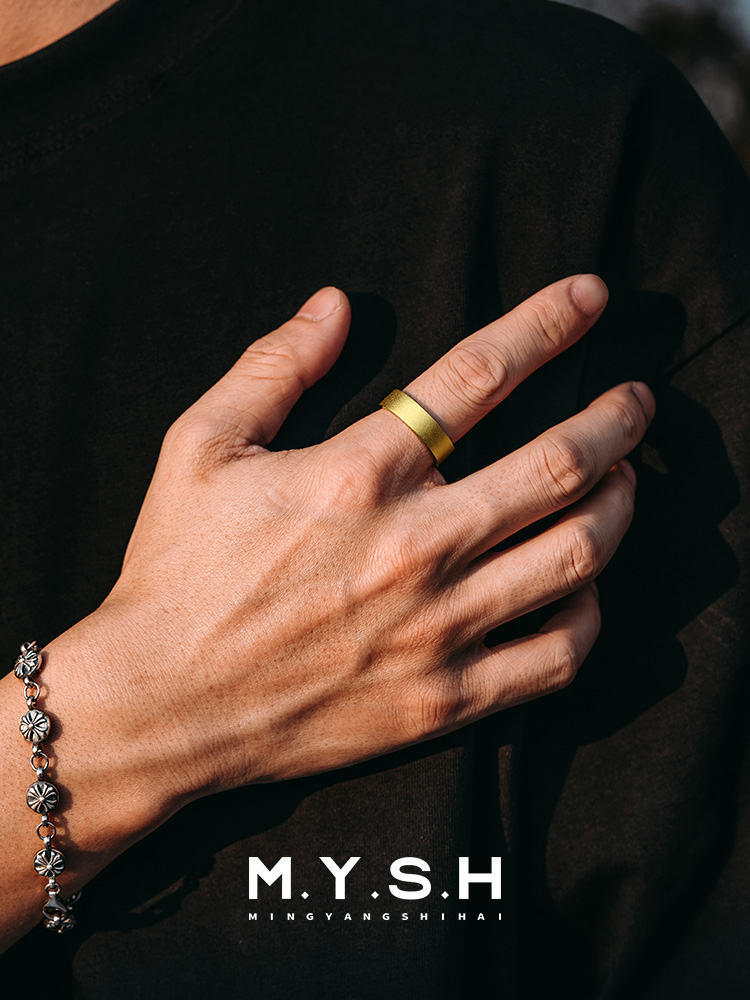 S925 Silver Open Matte Wide Band Ring