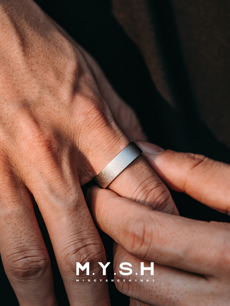 S925 Silver Open Matte Wide Band Ring