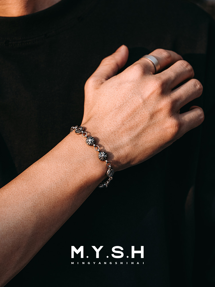 S925 Silver Sunflower Cross Bracelet