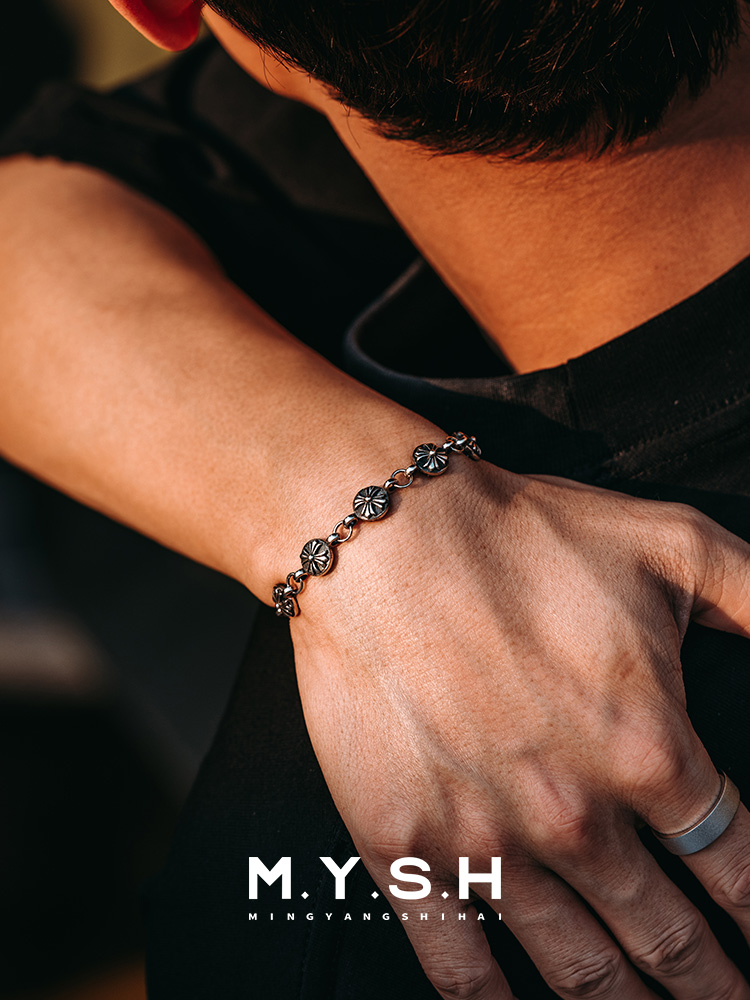S925 Silver Sunflower Cross Bracelet