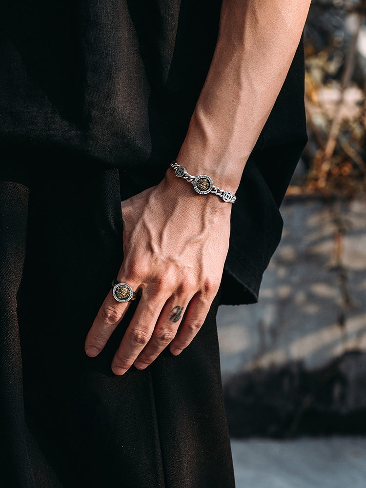 Sterling Silver Yellow Jambhala Cuban Link Bracelet