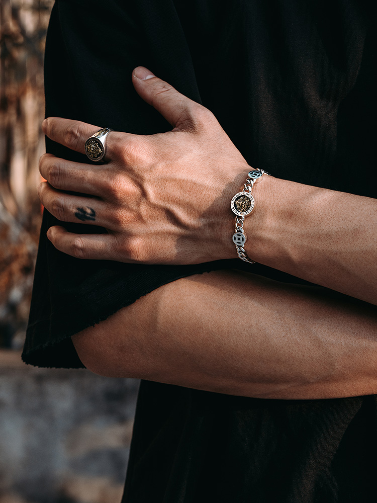 Sterling Silver Yellow Jambhala Cuban Link Bracelet