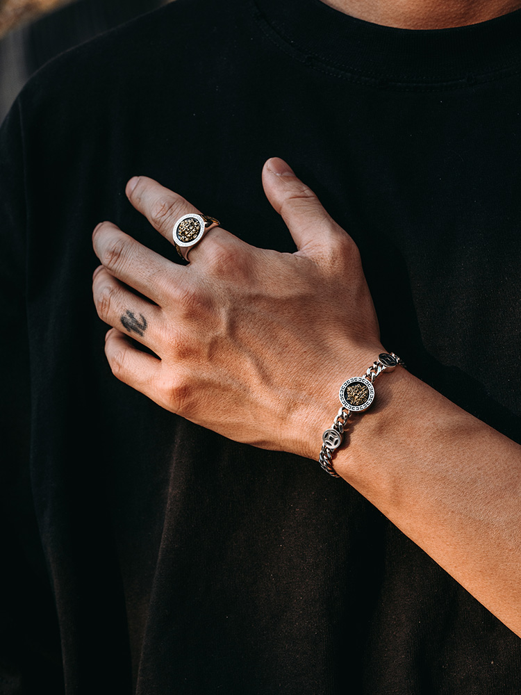 Sterling Silver Yellow Jambhala Cuban Link Bracelet