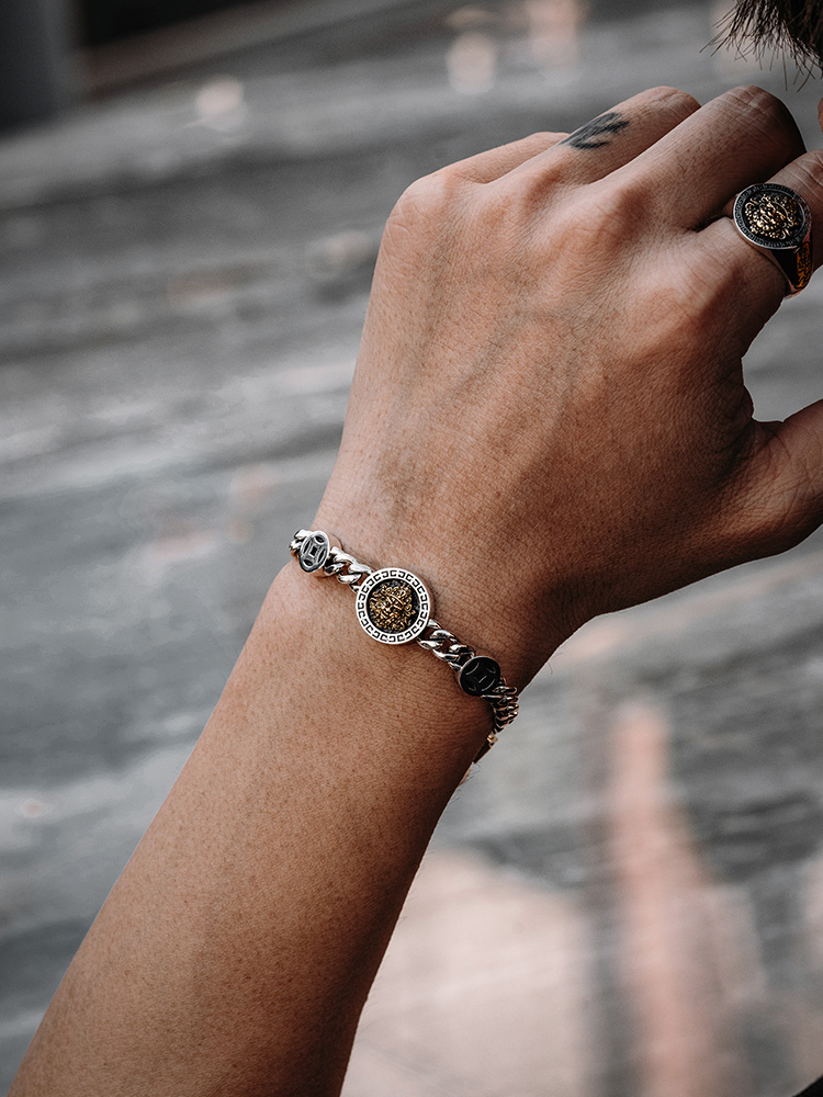 Sterling Silver Yellow Jambhala Cuban Link Bracelet