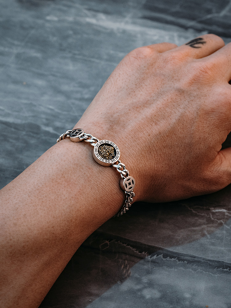 Sterling Silver Yellow Jambhala Cuban Link Bracelet