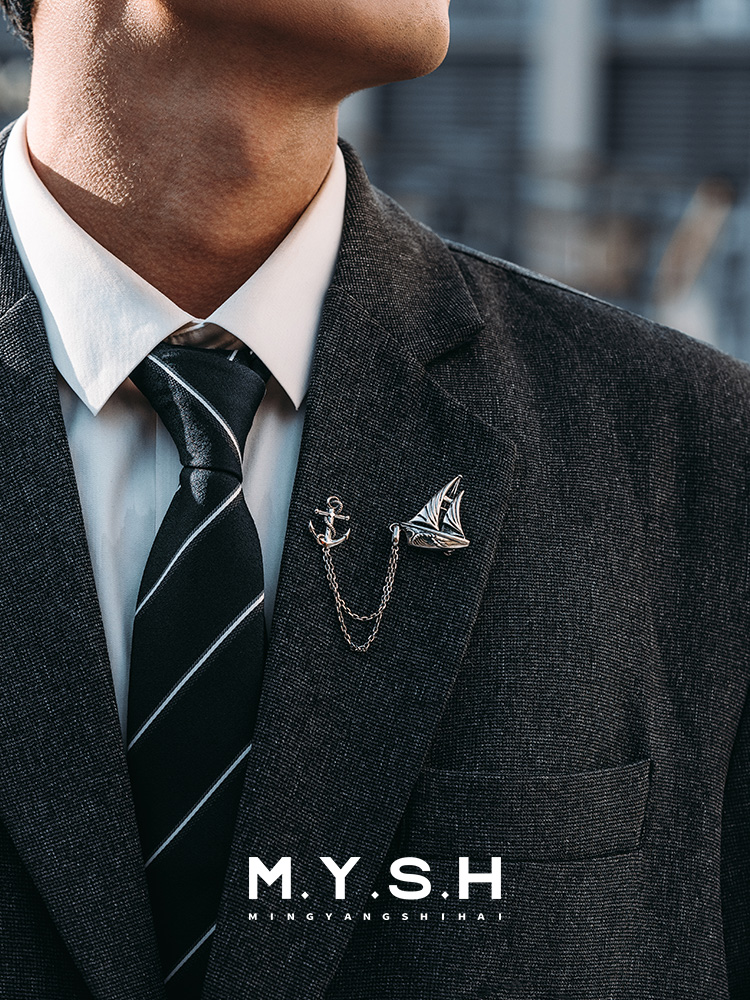 S925 Silver 3D Sailboat Lapel Pin