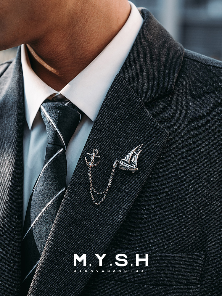 S925 Silver 3D Sailboat Lapel Pin