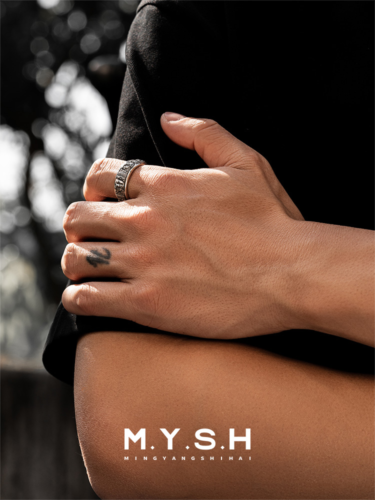 S925 Silver Rotating Good & Evil Spinner Ring-MYSH