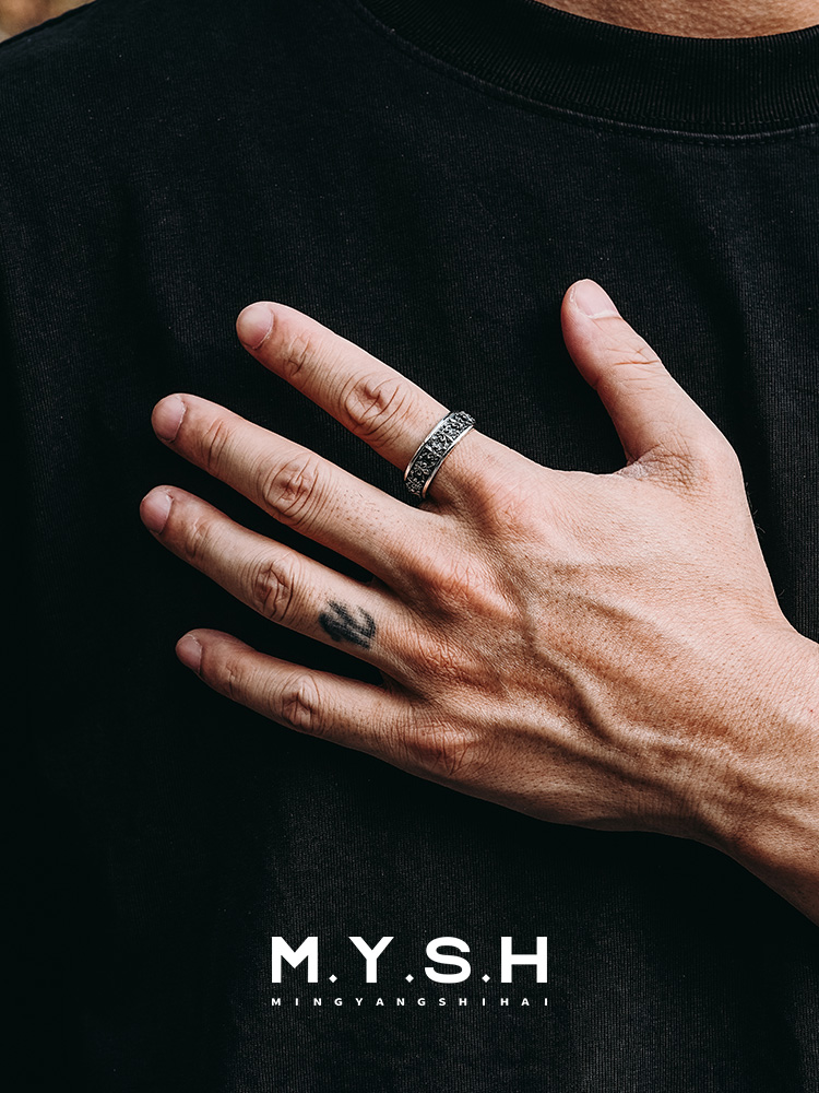 S925 Silver Fleur-de-Lis Wide Band Ring