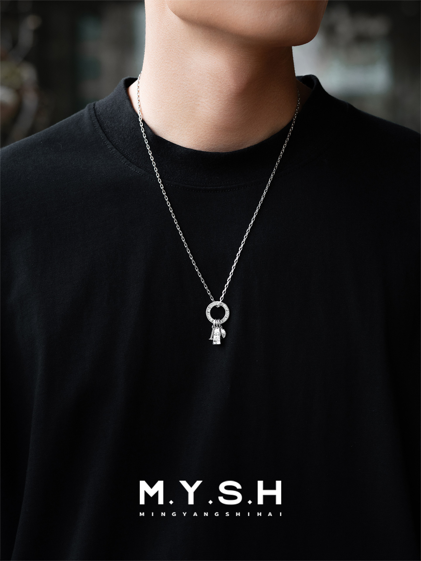 S925 Silver Kobe Bryant "L" Jersey Circle Pendant Necklace