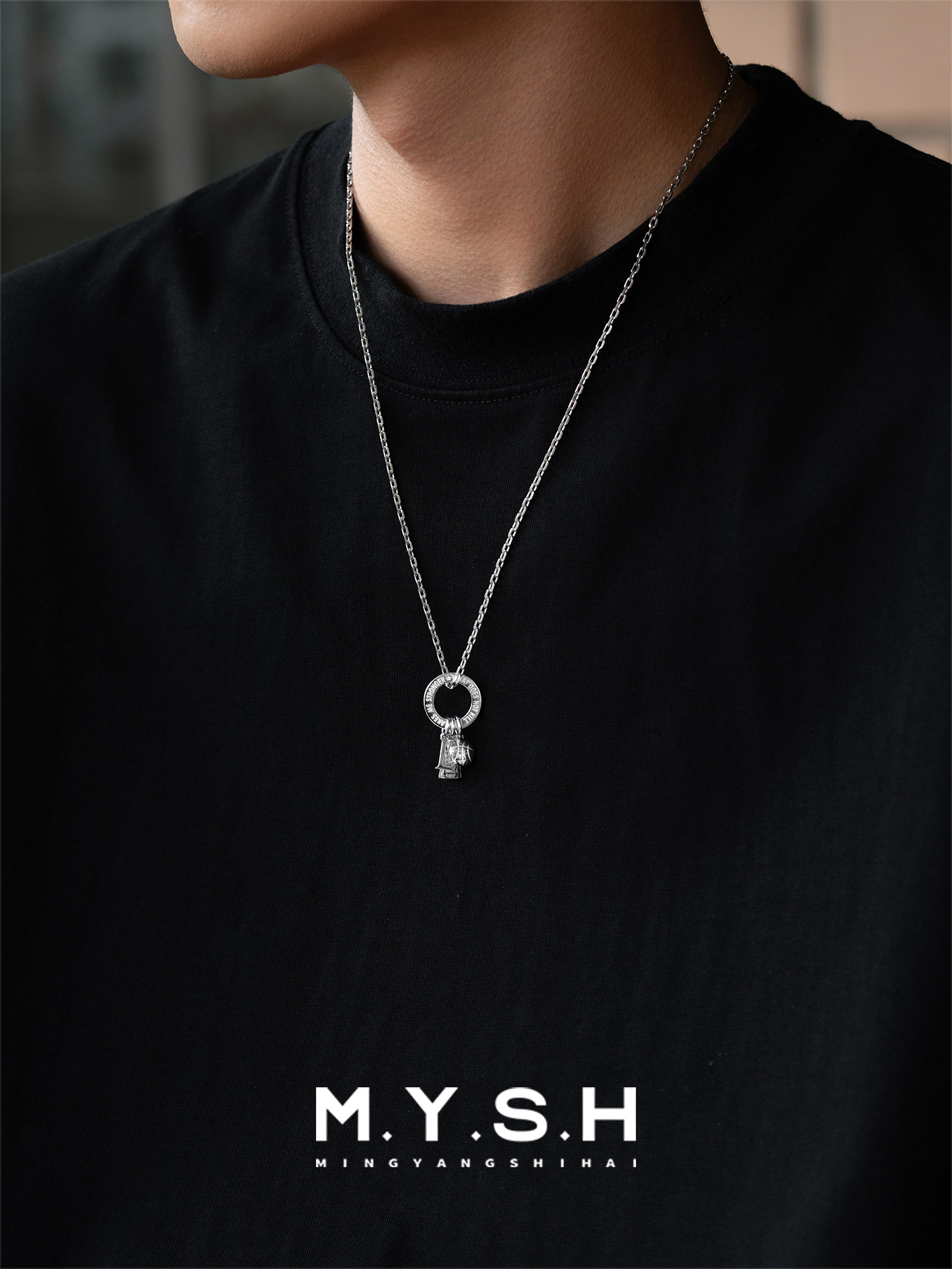 S925 Silver Kobe Bryant "L" Jersey Circle Pendant Necklace