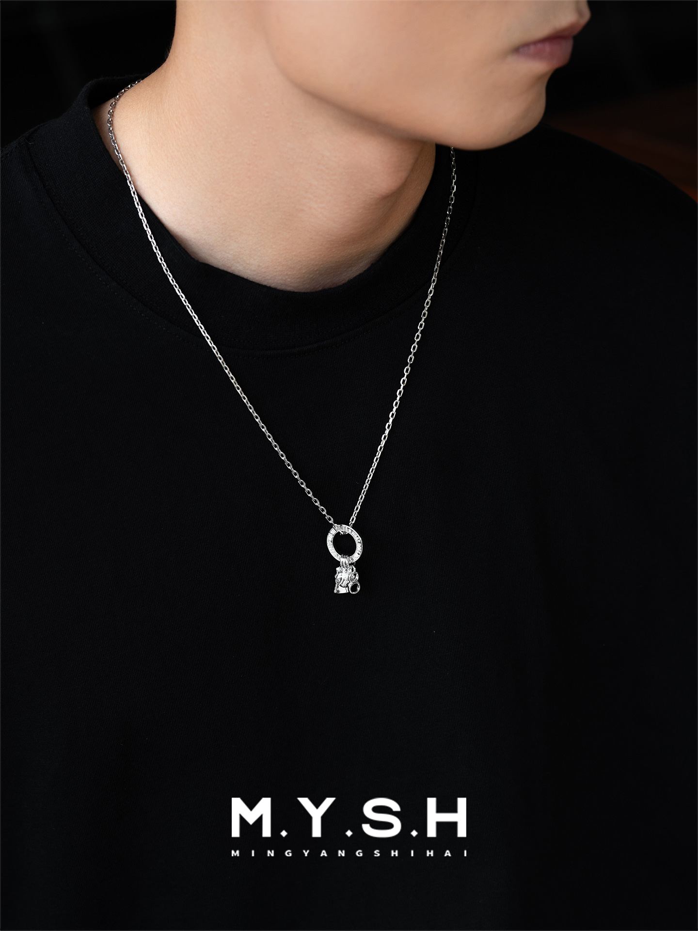 S925 Silver Kobe Bryant #8 Jersey Circle Pendant Necklace