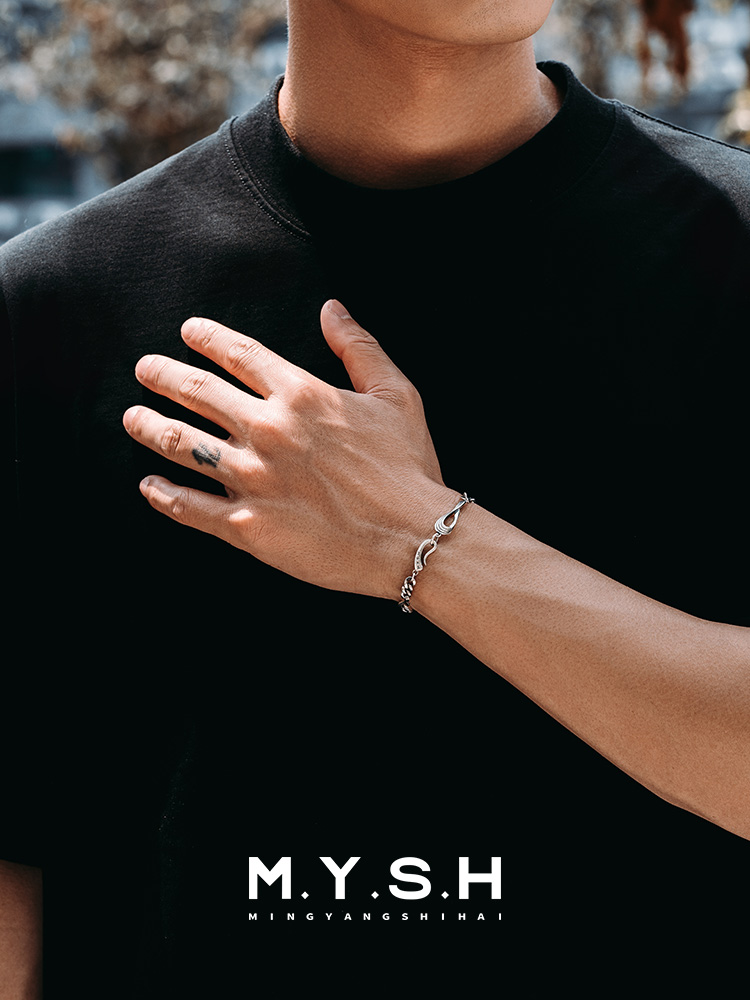 S925 Silver Möbius Figaro Cuban Link Bracelet