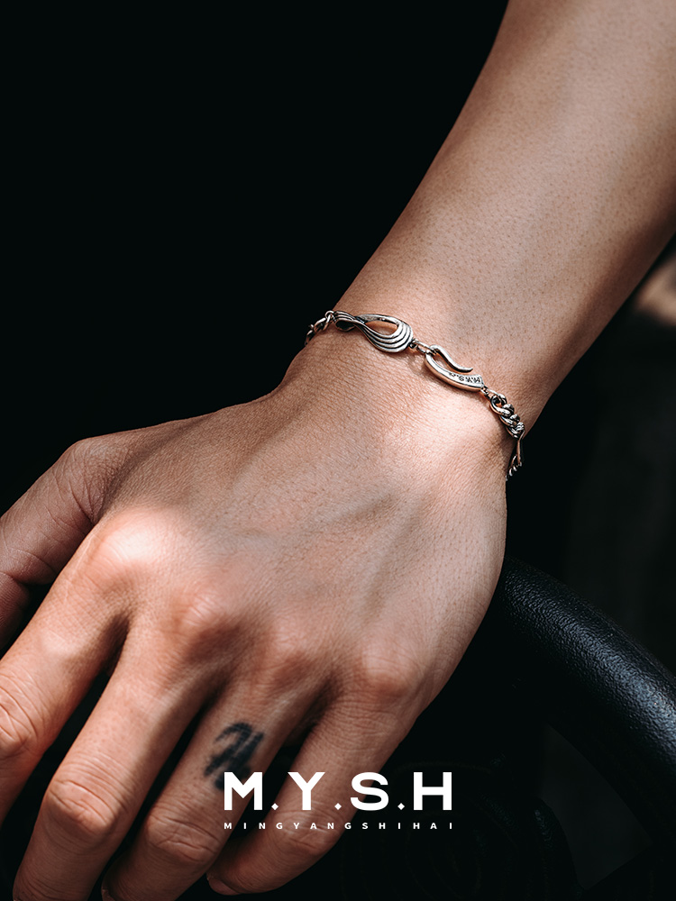 S925 Silver Möbius Figaro Cuban Link Bracelet