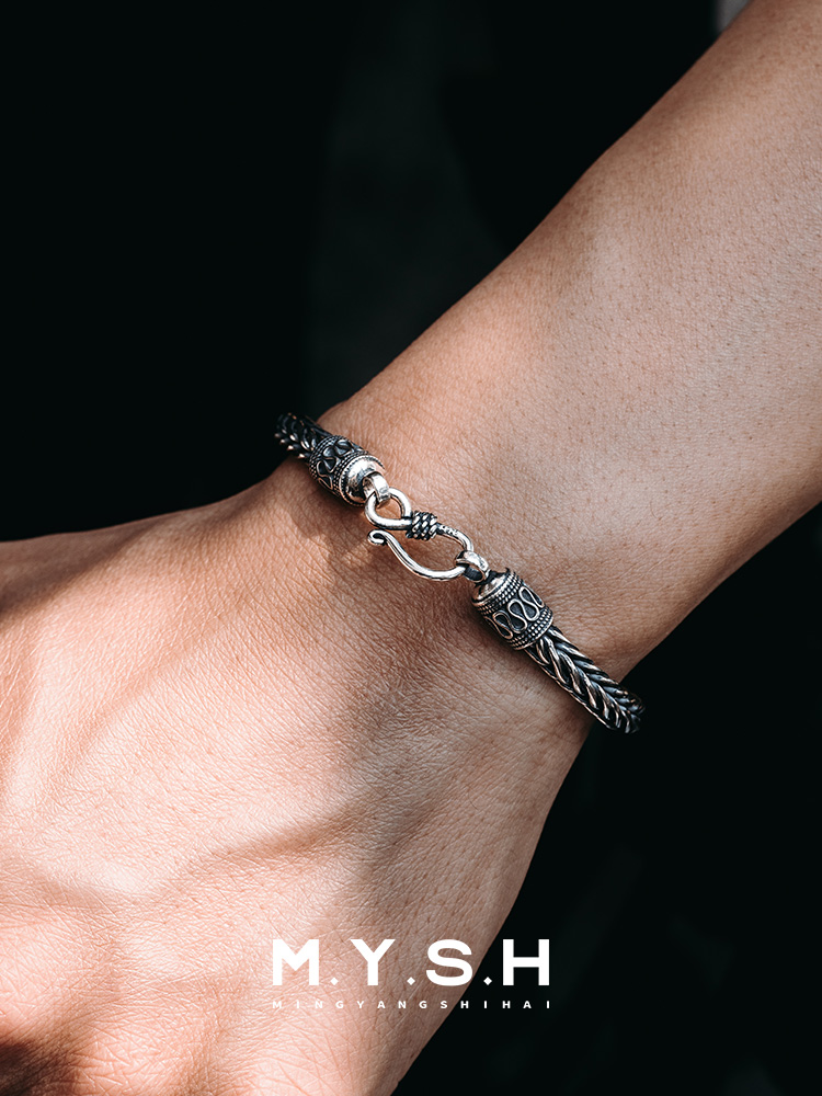 S925 Silver Vintage Braided Rope Bracelet