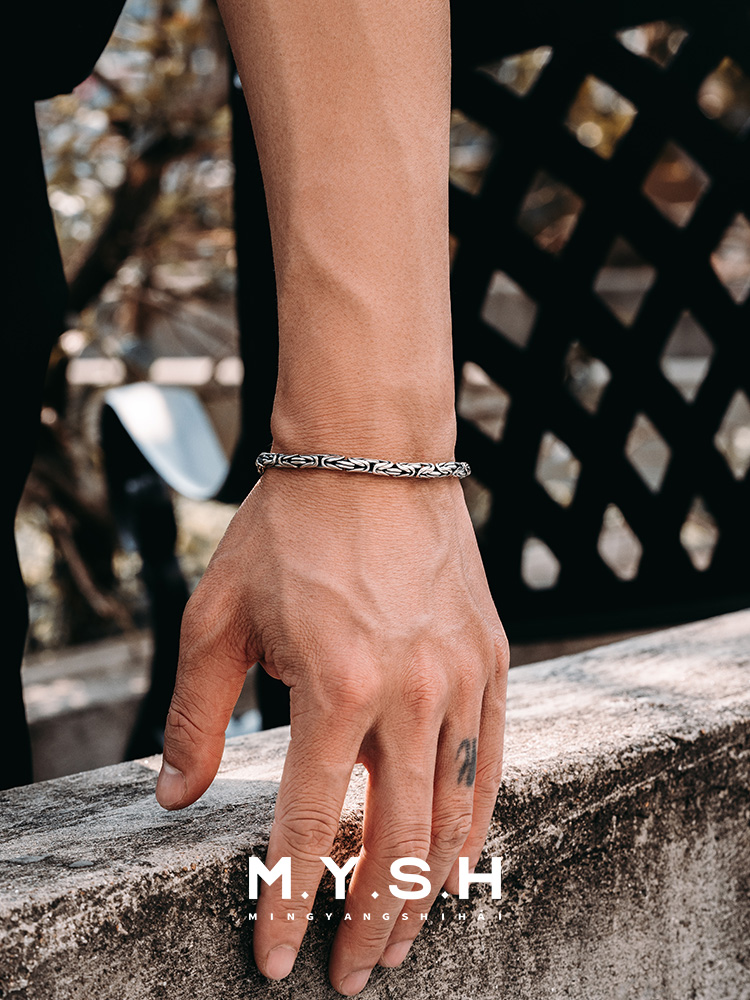 S925 Silver Peace Pattern Braided Bracelet