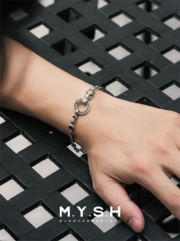S925 Silver Horse Zodiac Circle Bracelet