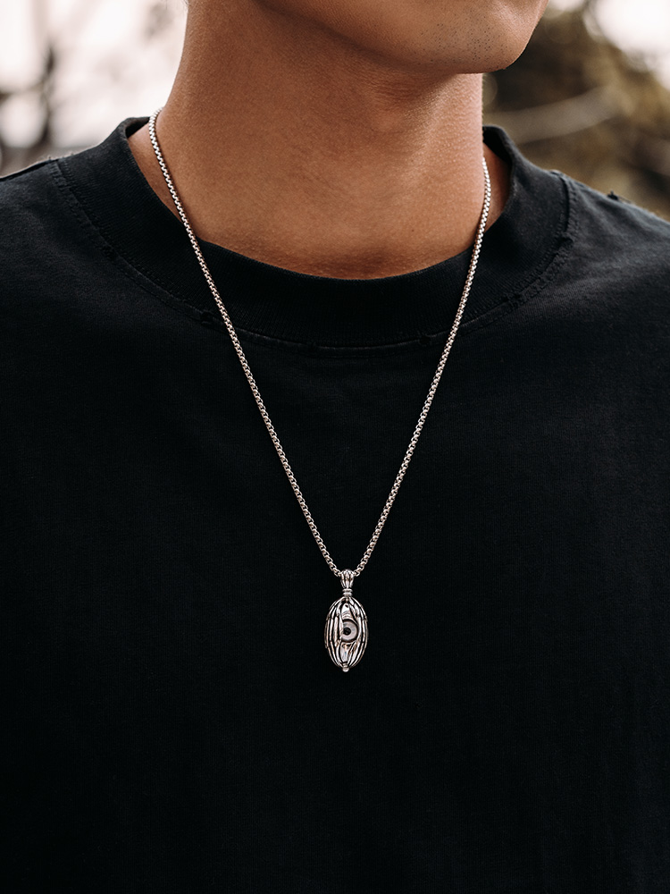 S925 Silver Open-Close Eye Pendant Necklace