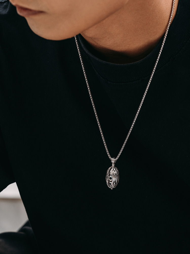 S925 Silver Open-Close Eye Pendant Necklace