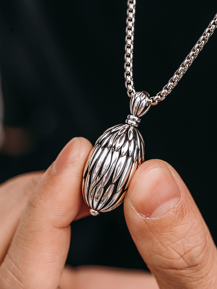 S925 Silver Open-Close Eye Pendant Necklace