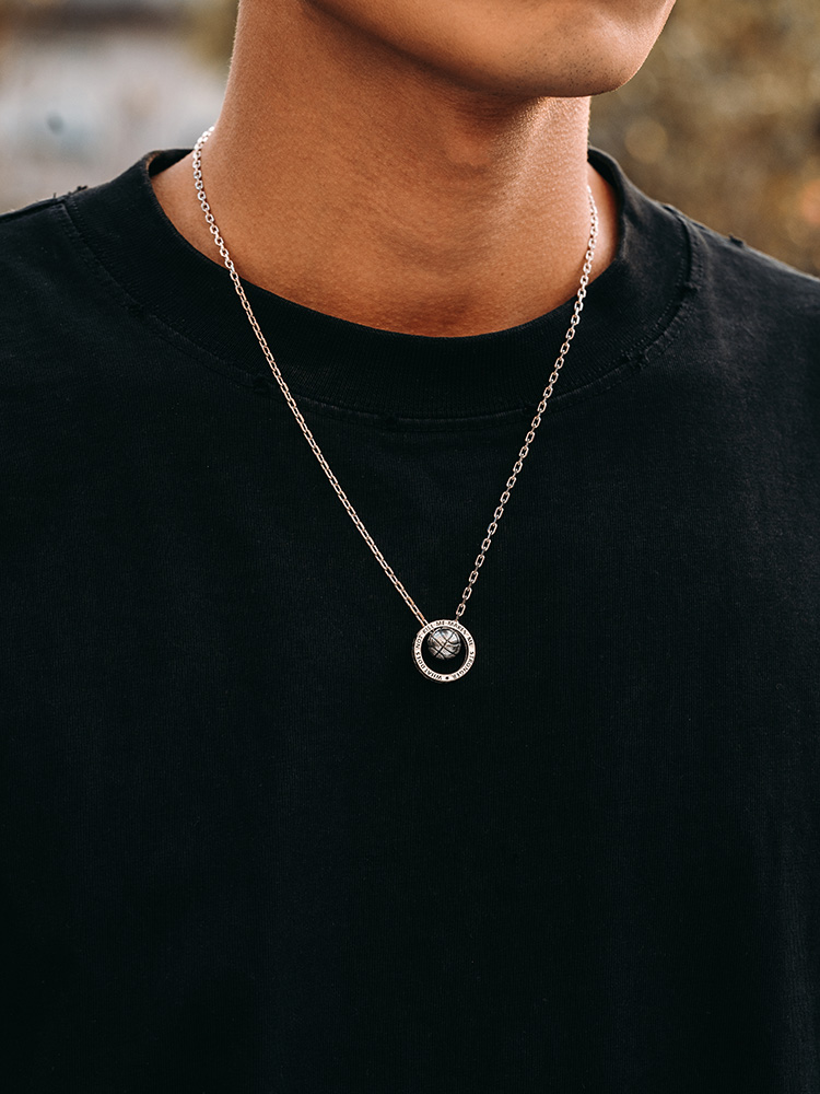 Basketball "Stronger Through Adversity" Pendant Necklace