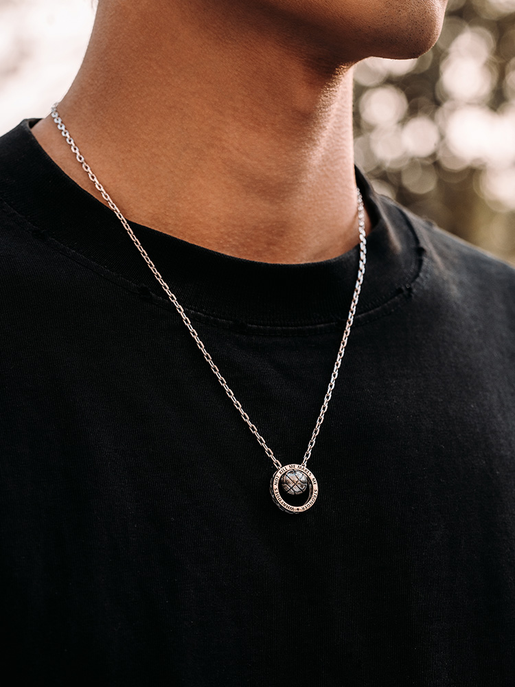 Basketball "Stronger Through Adversity" Pendant Necklace