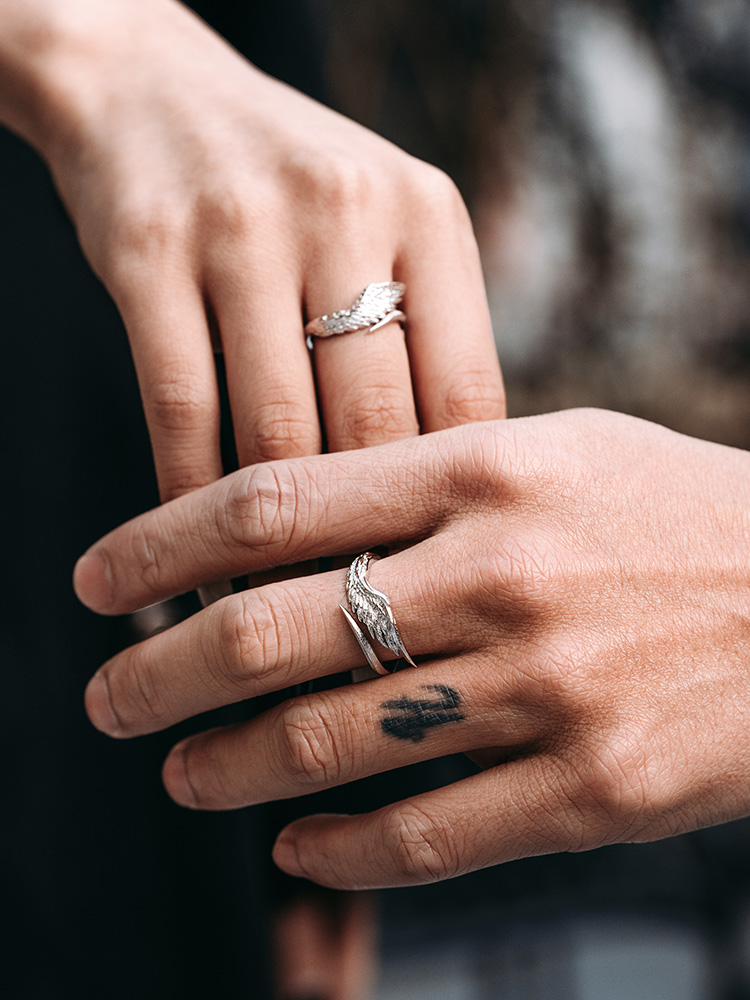Sterling Silver Angel Wing Ring-Vintage Silver
