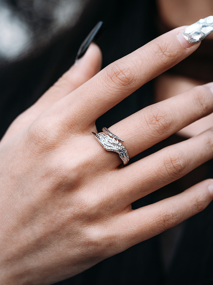 Sterling Silver Angel Wing Ring-Vintage Silver