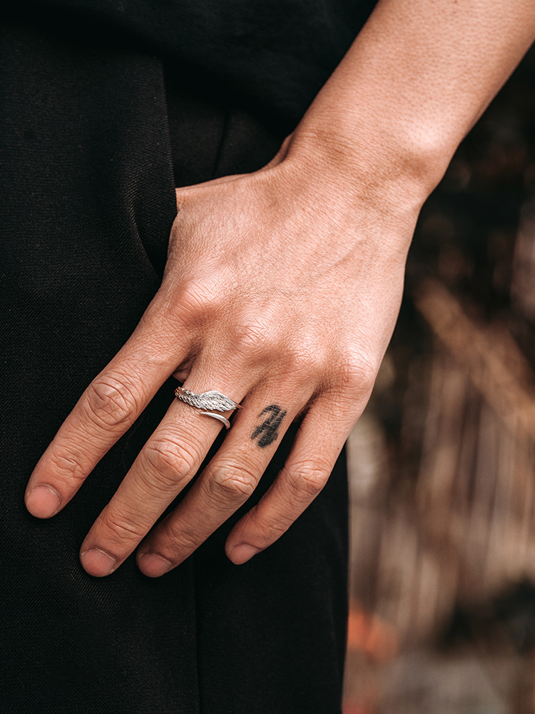 Sterling Silver Angel Wing Ring-Vintage Silver