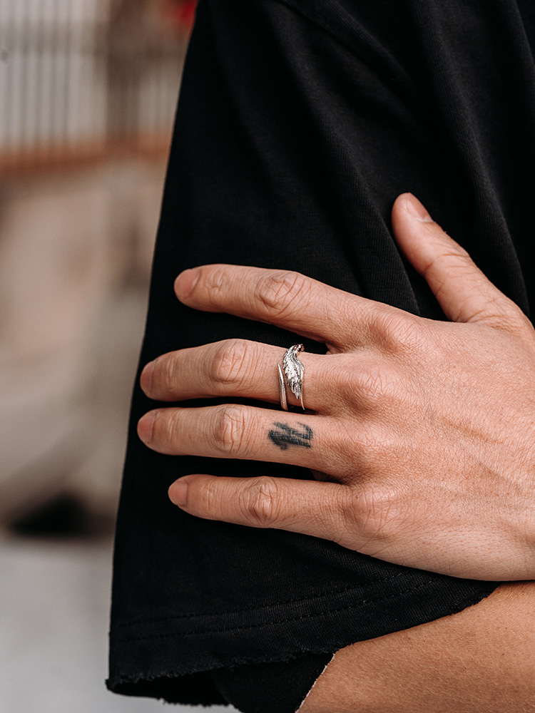 Sterling Silver Angel Wing Ring-Vintage Silver