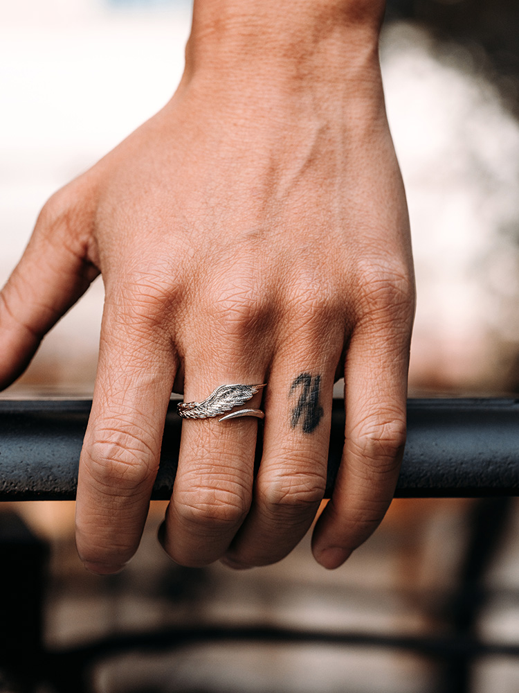 Sterling Silver Angel Wing Ring-Vintage Silver