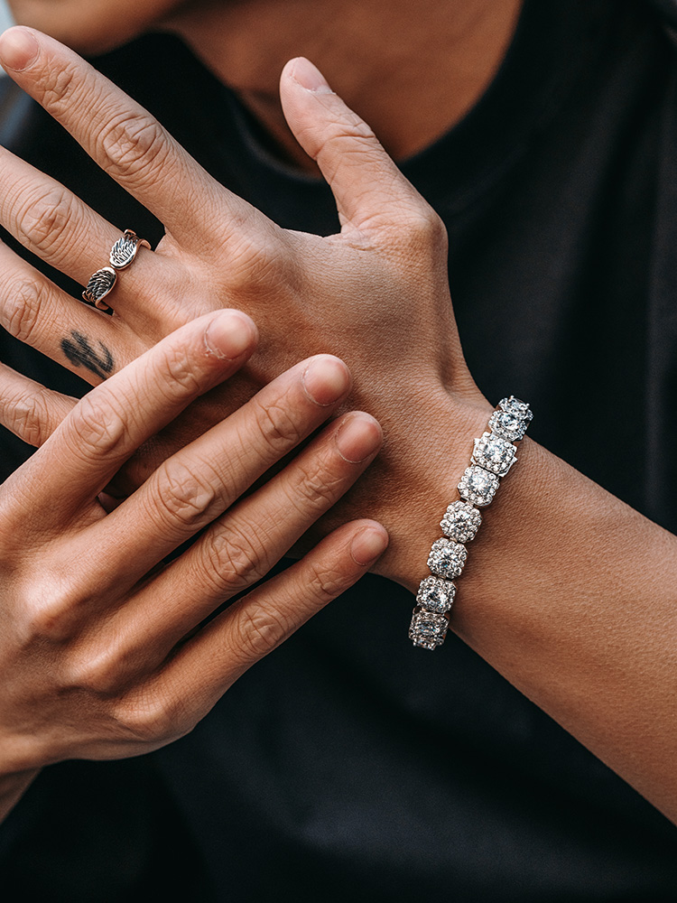 S925 Silver Full Pave Diamond Cuban Tennis Bracelet