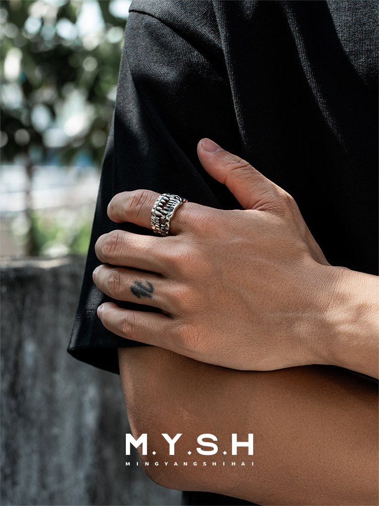 S925 Silver Predator Fang Bite Duo Ring (2-in-1)-MYSH