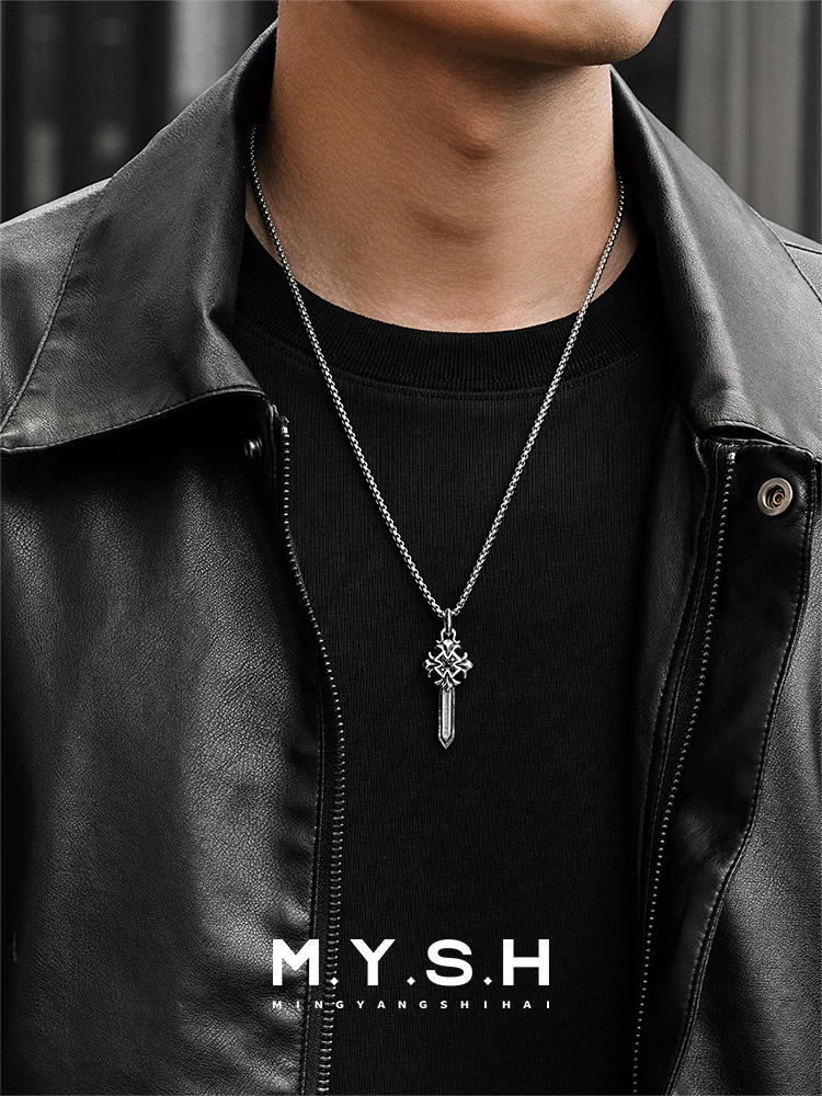 S925 Sterling Silver Sword Cross Pendant