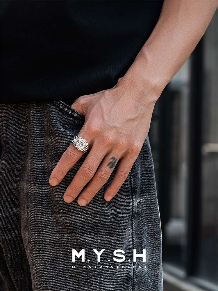 S925 Luxury Crown Signet Ring for Men-MYSH